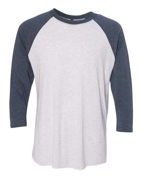 Next Level 6051 - Indigo Sleeves/ Heather White Body (Front)