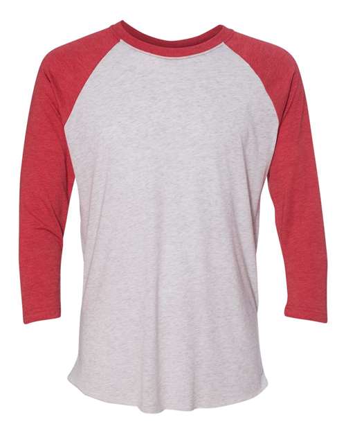 Next Level 6051 - Vintage Red Sleeves/ Heather White Body (Front)