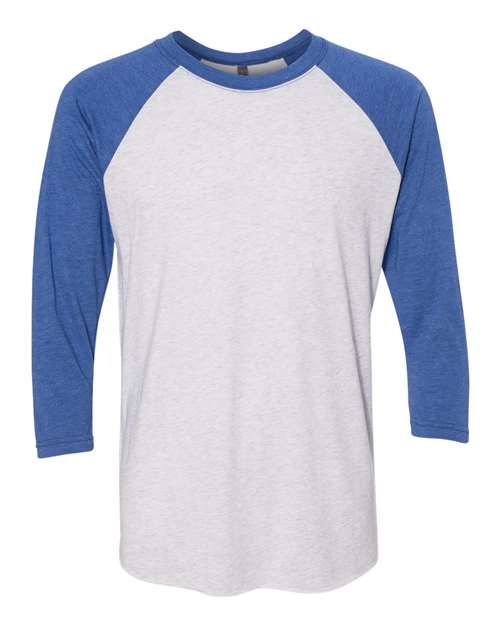 Next Level 6051 - Vintage Royal Sleeves/ Heather White Body (Front)