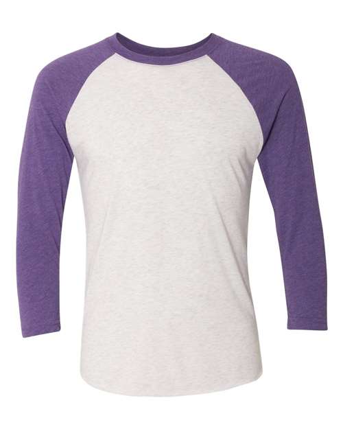 Next Level 6051 - Purple Rush Sleeves/ Heather White Body (Front)