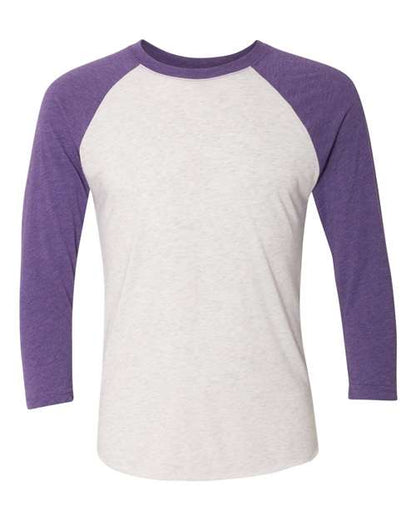 Next Level 6051 - Purple Rush Sleeves/ Heather White Body (Front)
